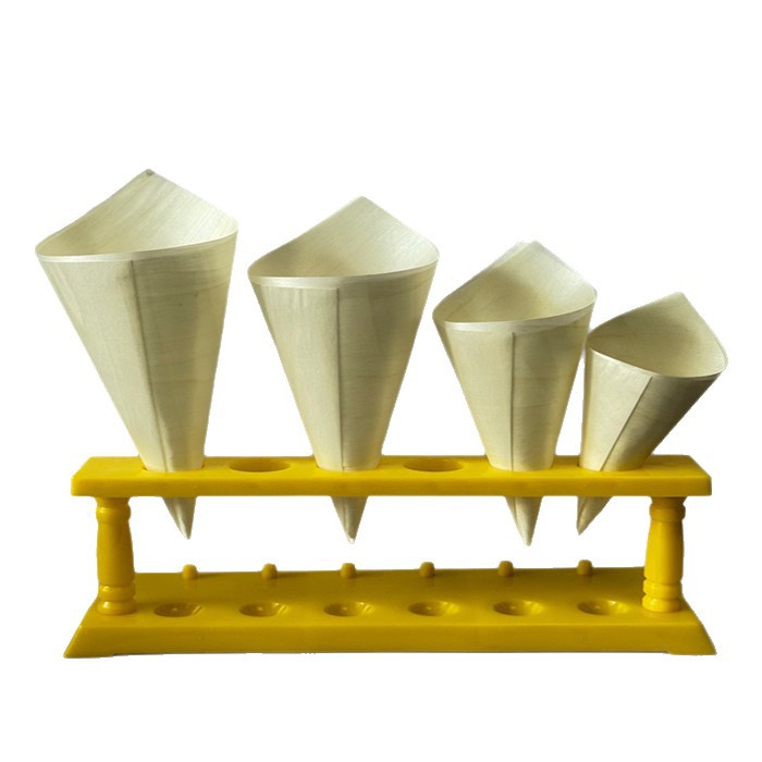 Cross-Border Labeling Disposable Tableware Poplar Ice Cream Cone Container Wooden Cone Disposable Wood Veneer Cone Horn Cup