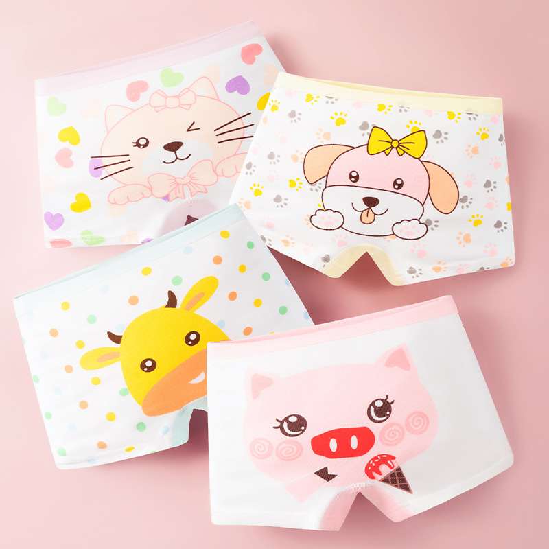 Children's Underwear New Style Girls' Cotton Boxer Briefs Junior High School Girls' Category a Cotton Breathable and Comfortable Boxer Shorts