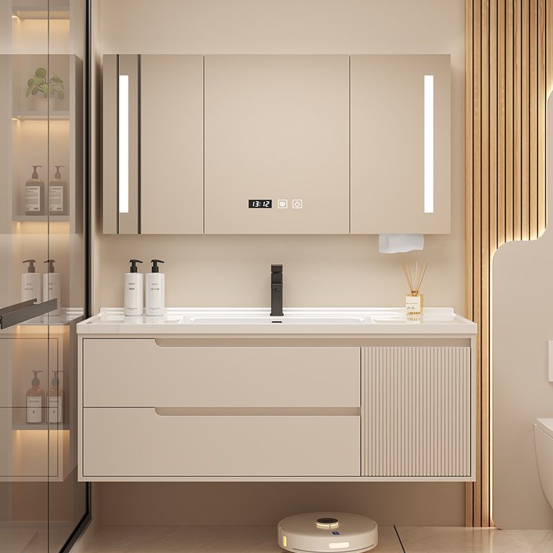 New Simple Bathroom Cabinet Bathroom Combination Cream Smart Washbasin Wash Ceramic Hand Wash Basin Integrated