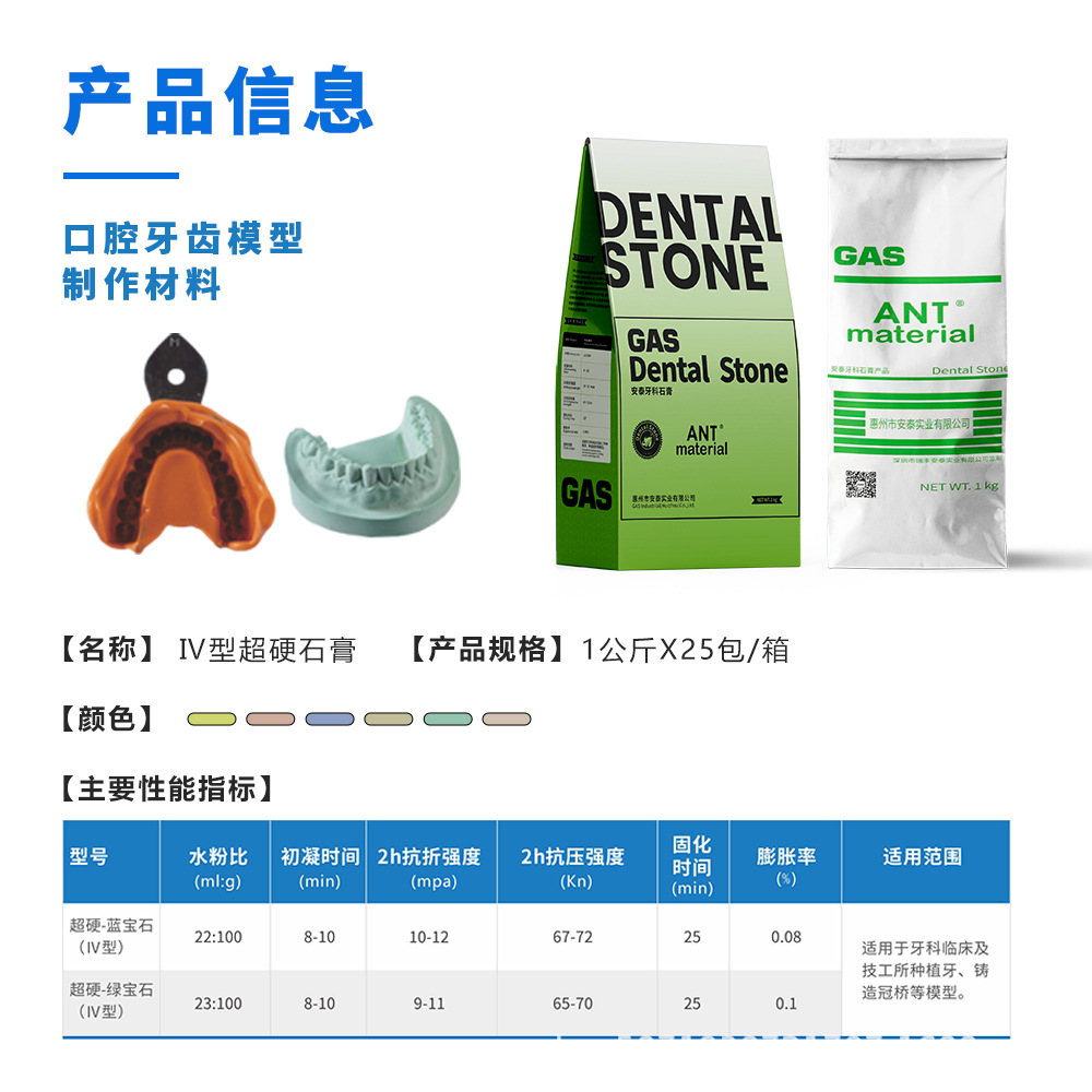 Antite Hard Gypsum Powder Type 4 Dental Materials Implant Tooth Casting Crown Bridge Oral Consumables Model Yellow Powder