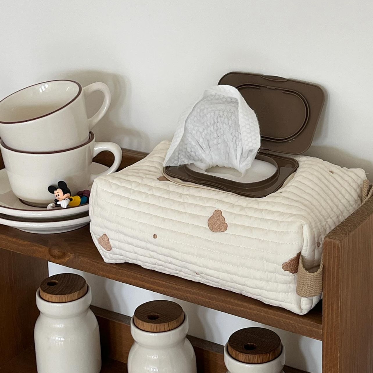 Ins Korean-style Cute Multi-functional Baby Trolley Wet Tissue Paper Storage Bag Car Home Buckle-hanging Paper Box