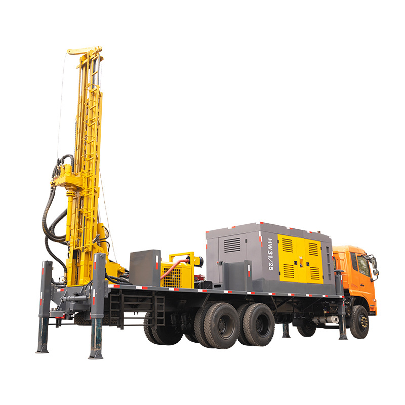 Automobile drilling rig deep water well pneumatic drilling machine 300 meters vehicle-mounted gas drill large wheel-mounted drilling machine