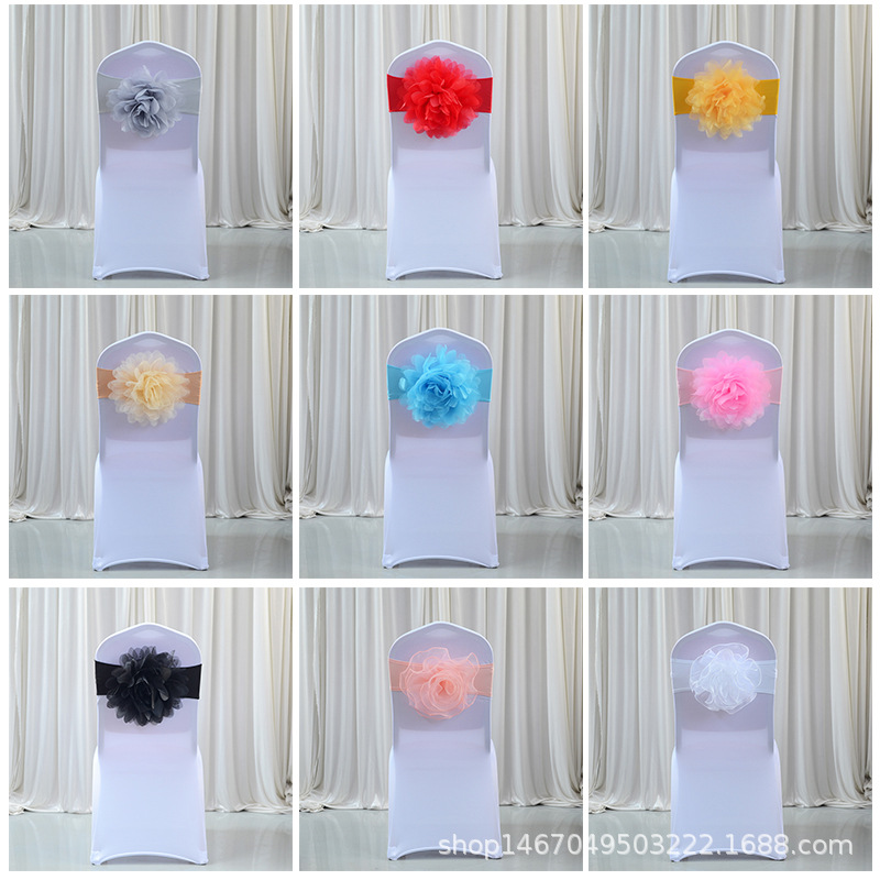 Cross-border Amazon AliExpress chair back Flower chair belt bow strap decoration wedding hotel wedding supplies
