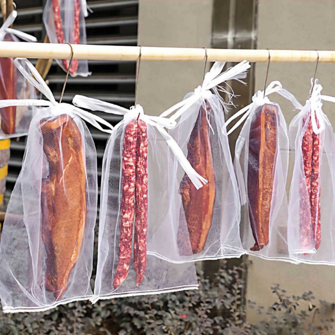 Non-Woven Fabric Bags for Cured Meat, Net Bags for Cured Duck, Salted Duck, Ham, Dried Fish, Fly-Proof, Breathable, Insect-Proof, Hanging Cured Meat Net Bags Wholesale