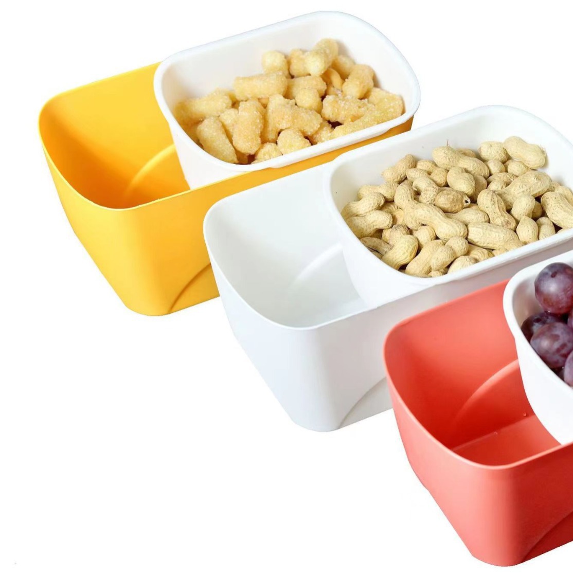 Household lazy double-layer snack box eating melon seeds box rounded corner draining fruit plate candy snack dried fruit plate storage box