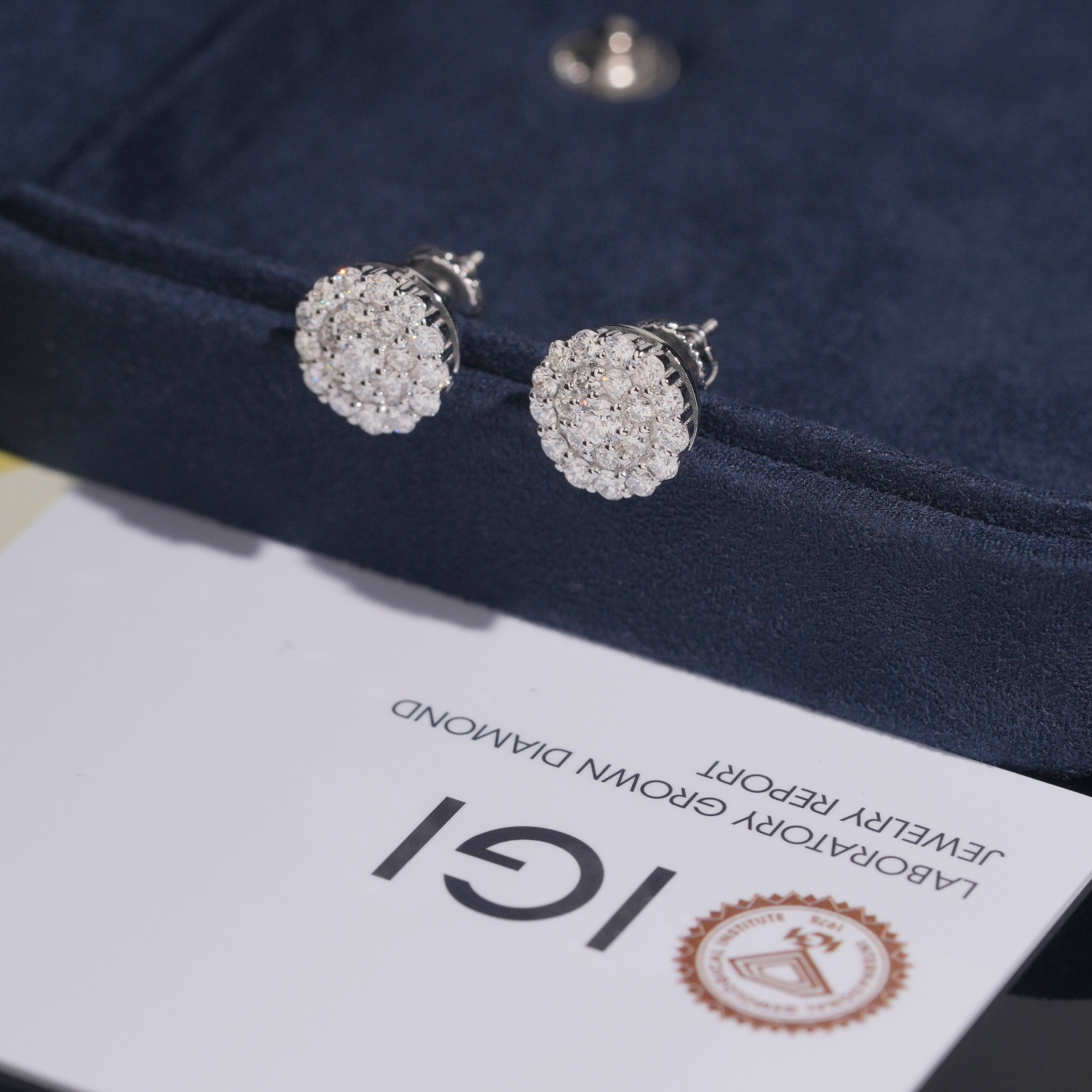 Popular New Trend 11mm Round S925 Silver Inlaid Laboratory-Grown Diamond Hip-Hop Earrings European and American 1751 Original Style