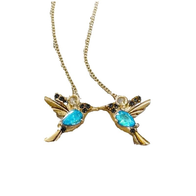 Cross-border Hot Earrings Wholesale Red Mixed Zirconium Spreading Bird Earrings Earrings Hummingbird Distinctive Animal Earrings Earrings