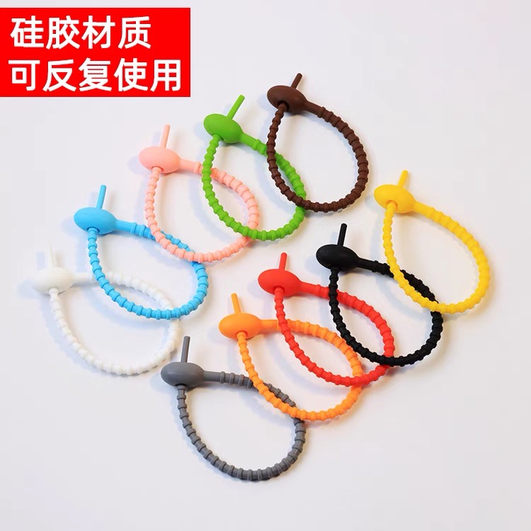Cross-Border DIY Handmade Silicone Tie Jewelry Accessories Plush Doll Keychain Lanyard Data Cable Storage Winding