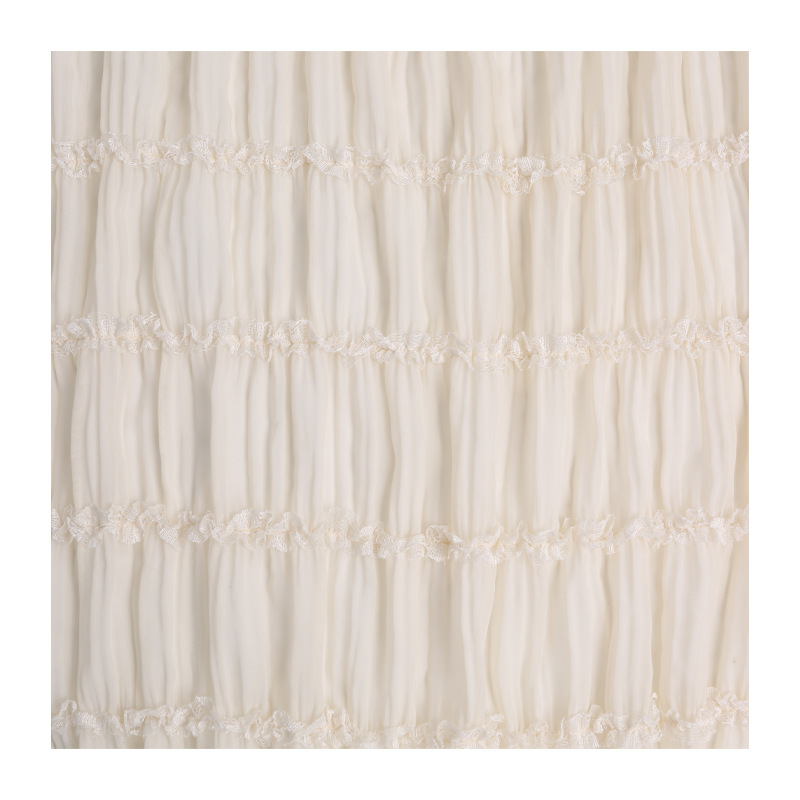 Spring and Summer Striped Stretch Pleated Chiffon Embroidered Fabric Women's dress Hook Embroidered Fabric Wedding Dress Fabric