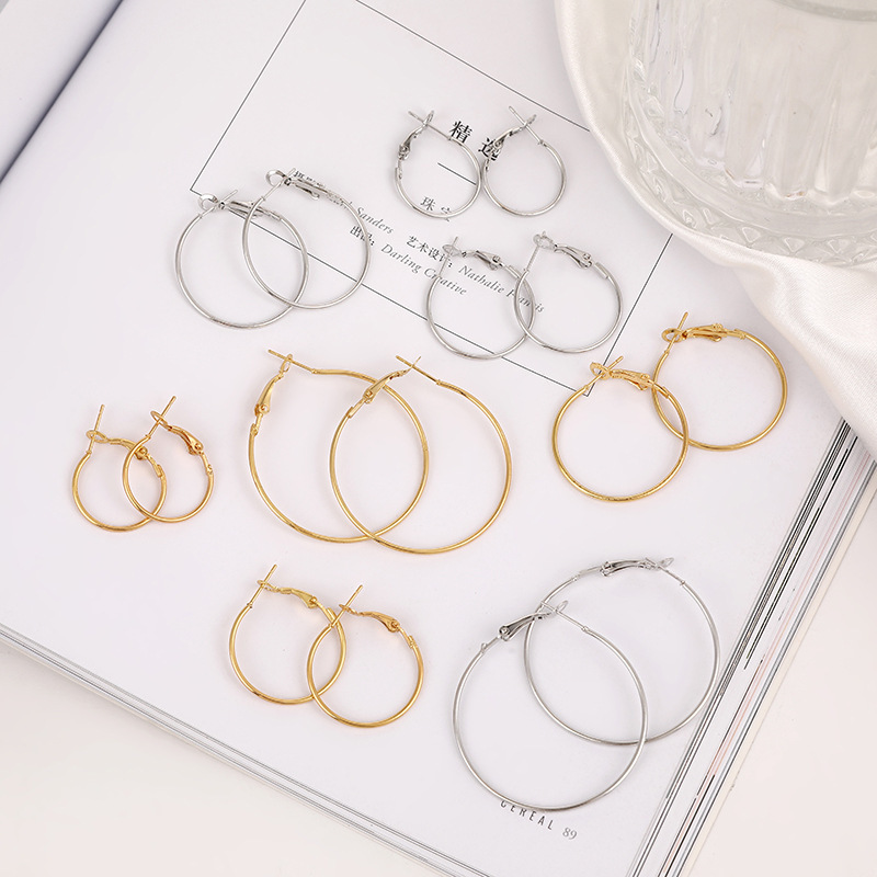 Cross-border new pin buckle earrings unique ins niche design sense earrings Europe and the United States exaggerated large hoop earrings wholesale