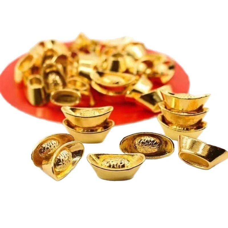 Imitation Brass Solid Gold Small Yuanbao Alloy Small Yuanbao Ornaments Small Yuanbao Zhaomi Living Room Office Home Decoration