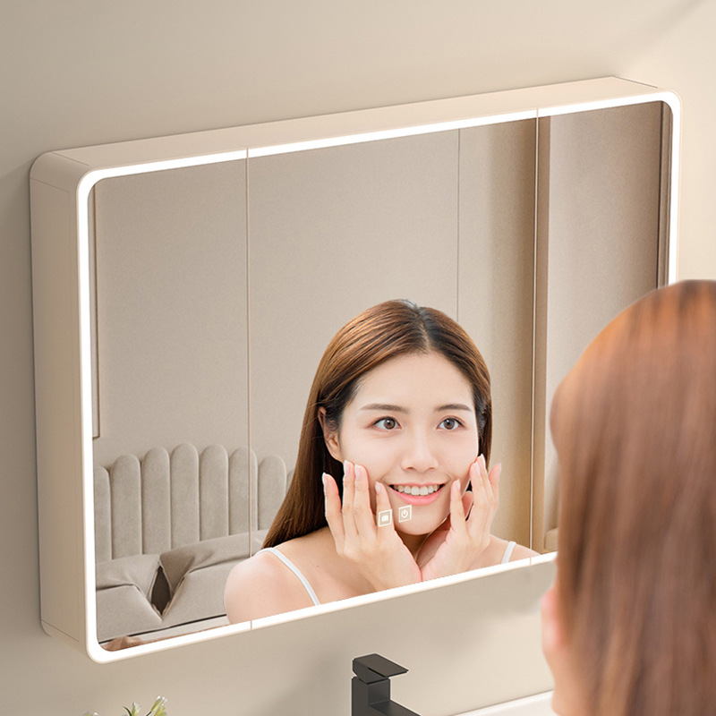 Arc Space Aluminum Bathroom Mirror Cabinet Bathroom Smart Mirror Bathroom Beauty Mirror Paper Drawhole Toilet Grooming Mirror
