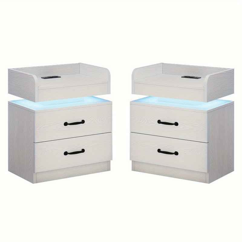 2026 New Cross-Border Dropshipping Modern Black Wooden Nightstand with Charging Stand