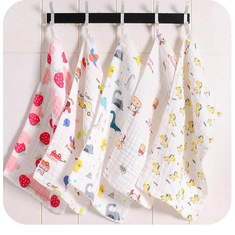 Carefully Selected Cotton Gauze Kidsren's Face Washcloth, Absorbent, Durable and Soft, Six-Layer High-Density Printed Gauze for Newborns