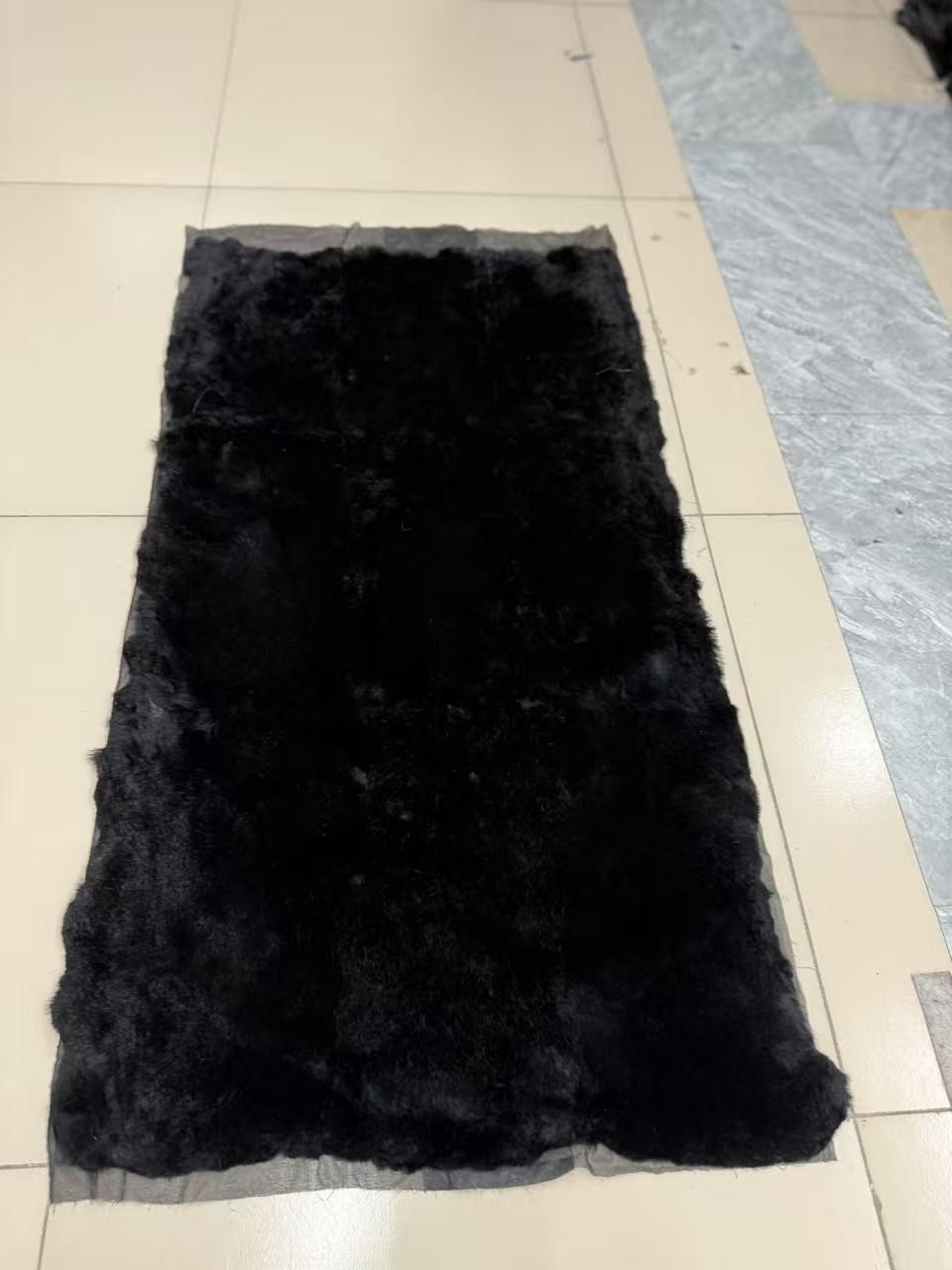 Black Shiny Rex Rabbit Fur Leather Material Fabric Genuine Leather Real Fur Whole Skin Mattress DIY Special Use