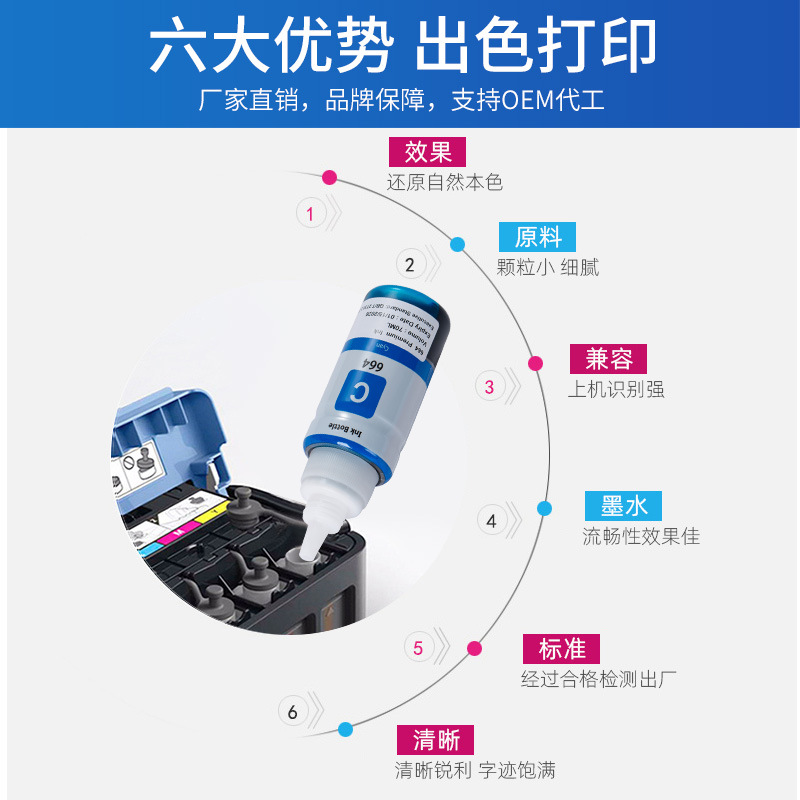 Wholesale compatible Epson ink 664 non original T6641 T6642 T6643 printer ink T673