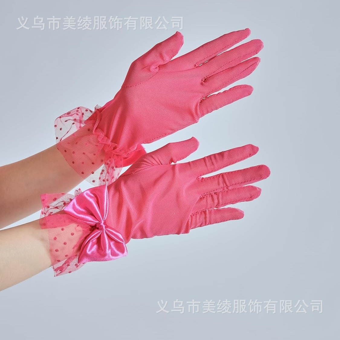 European and American Retro Hepburn Wind Mesh Gloves Bridal Wedding Dress Bow Gloves Evening Dress Lace Decorative Gloves