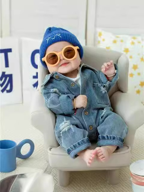Baby Photo Clothes 100 Days Old Clothing Baby Cool Western Cowboy Photo Studio Theme Handsome Denim One-Piece