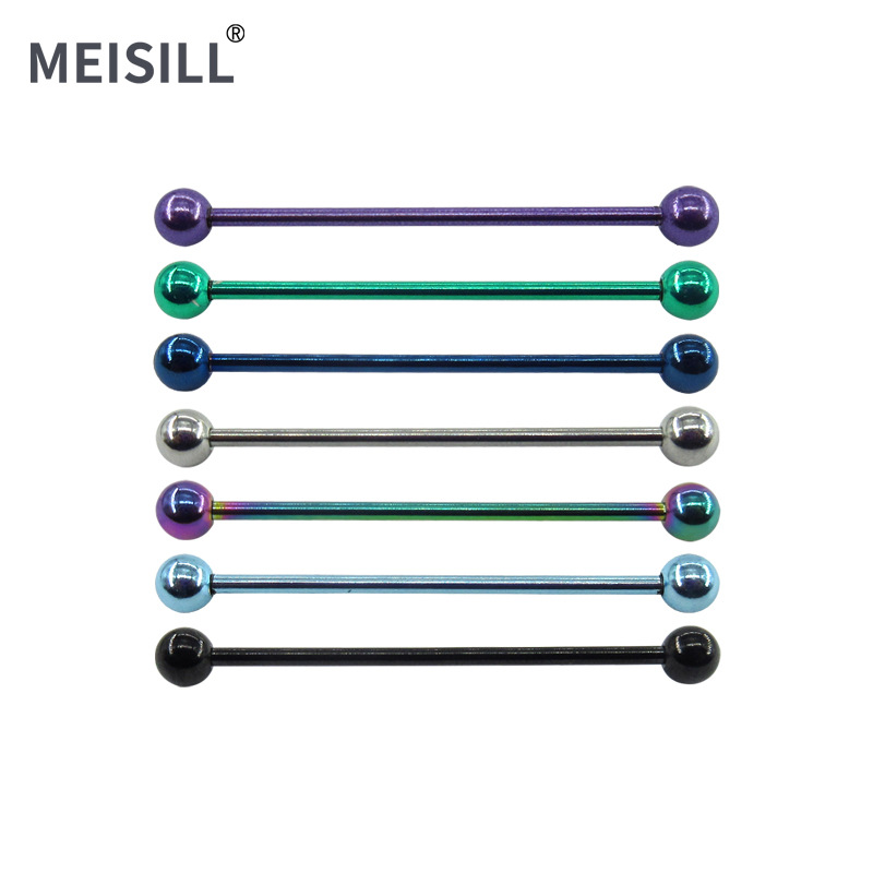 Meier stainless steel tongue nail straight rod ear bone nail one-word ear Bridge ear Rod European and American cross-border human body puncture jewelry factory