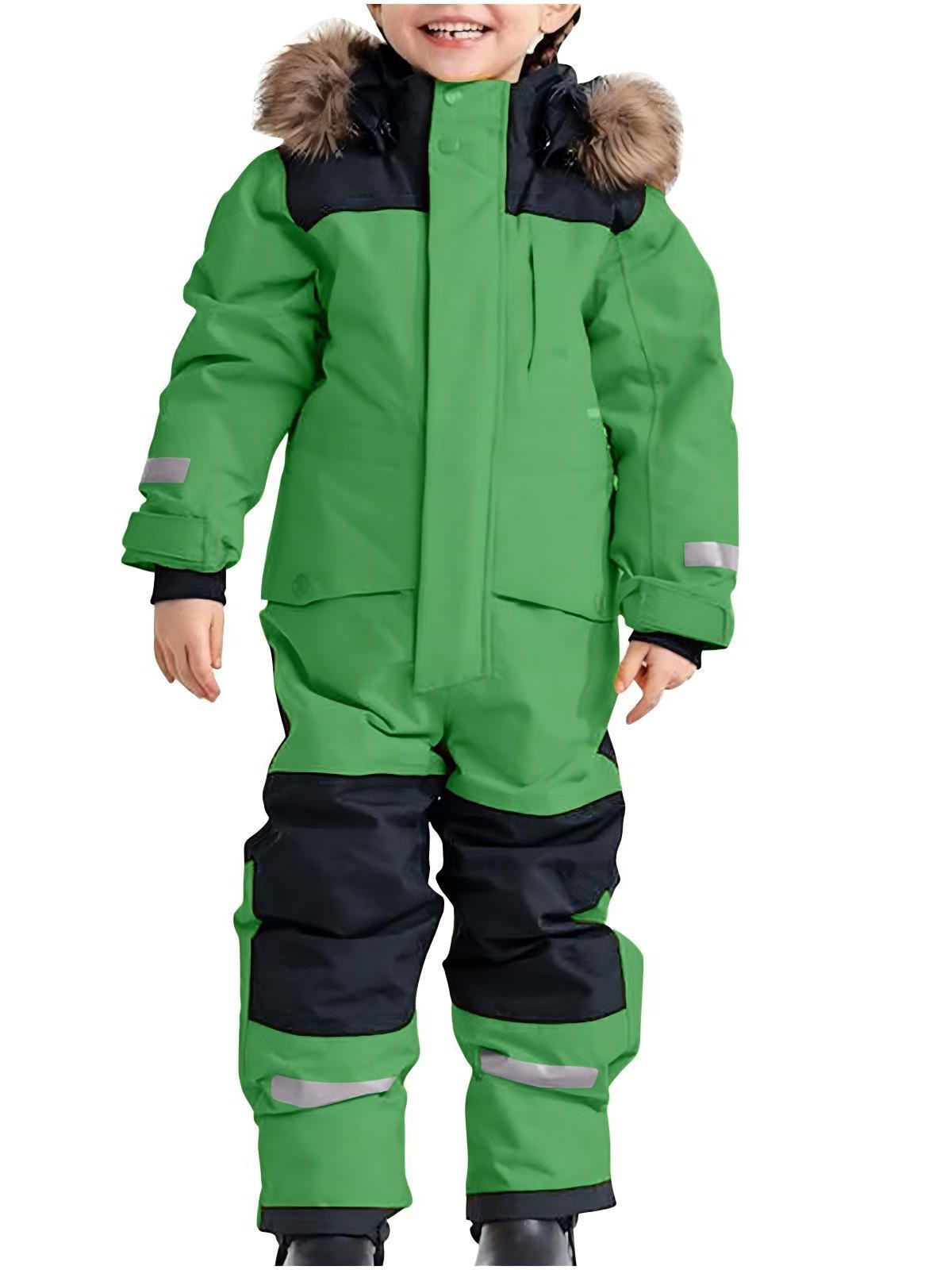 New Winter Outdoor Children's One-Piece Ski Suit, Cold and Windproof, Thickened Warm Luminous Ski Suit for Men and Women
