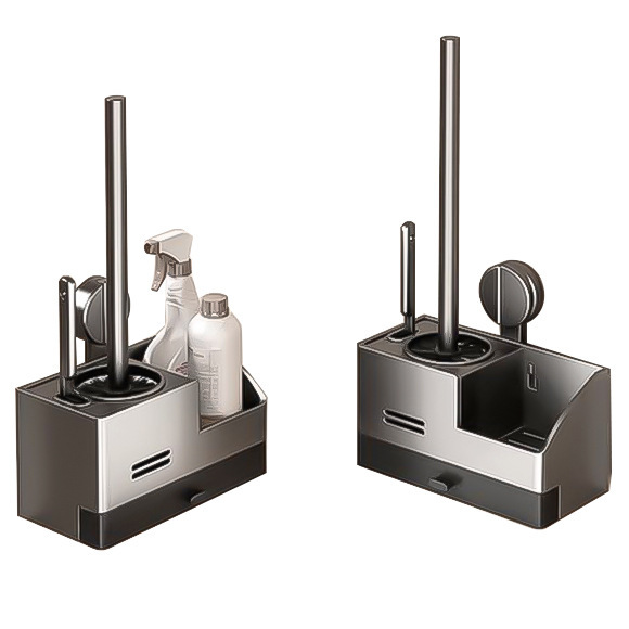 Powerful Suction Cup Toilet Brush Wall-Mounted Household No Dead Ends Punch-Free Wall-Mounted Toilet Brush Cleaning Toilet Brush