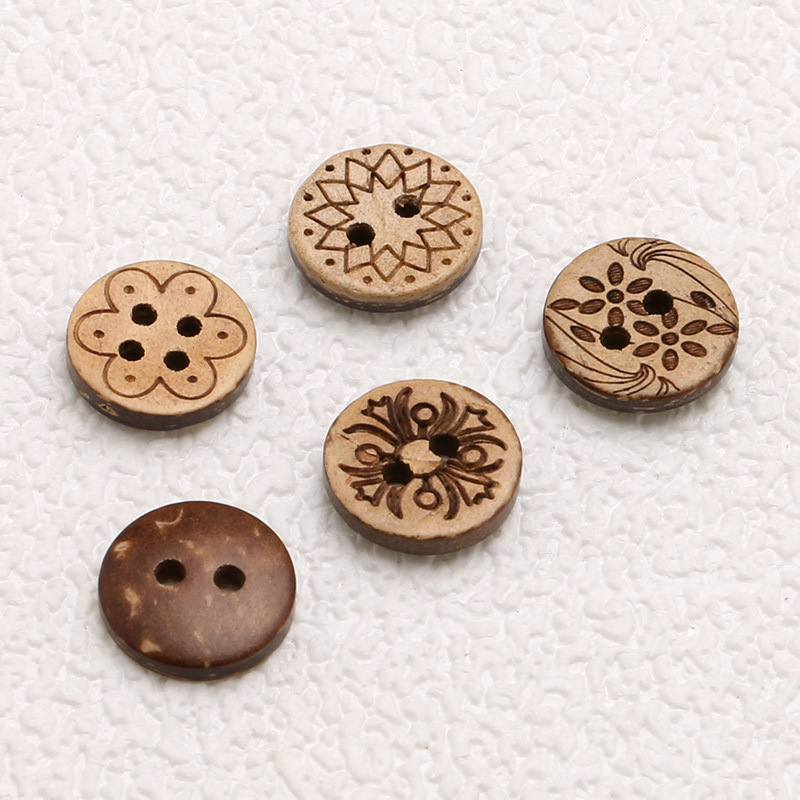 Wooden Buttons, Retro Coconut Shell Buttons, Children's Clothes, Various Doll Accessories