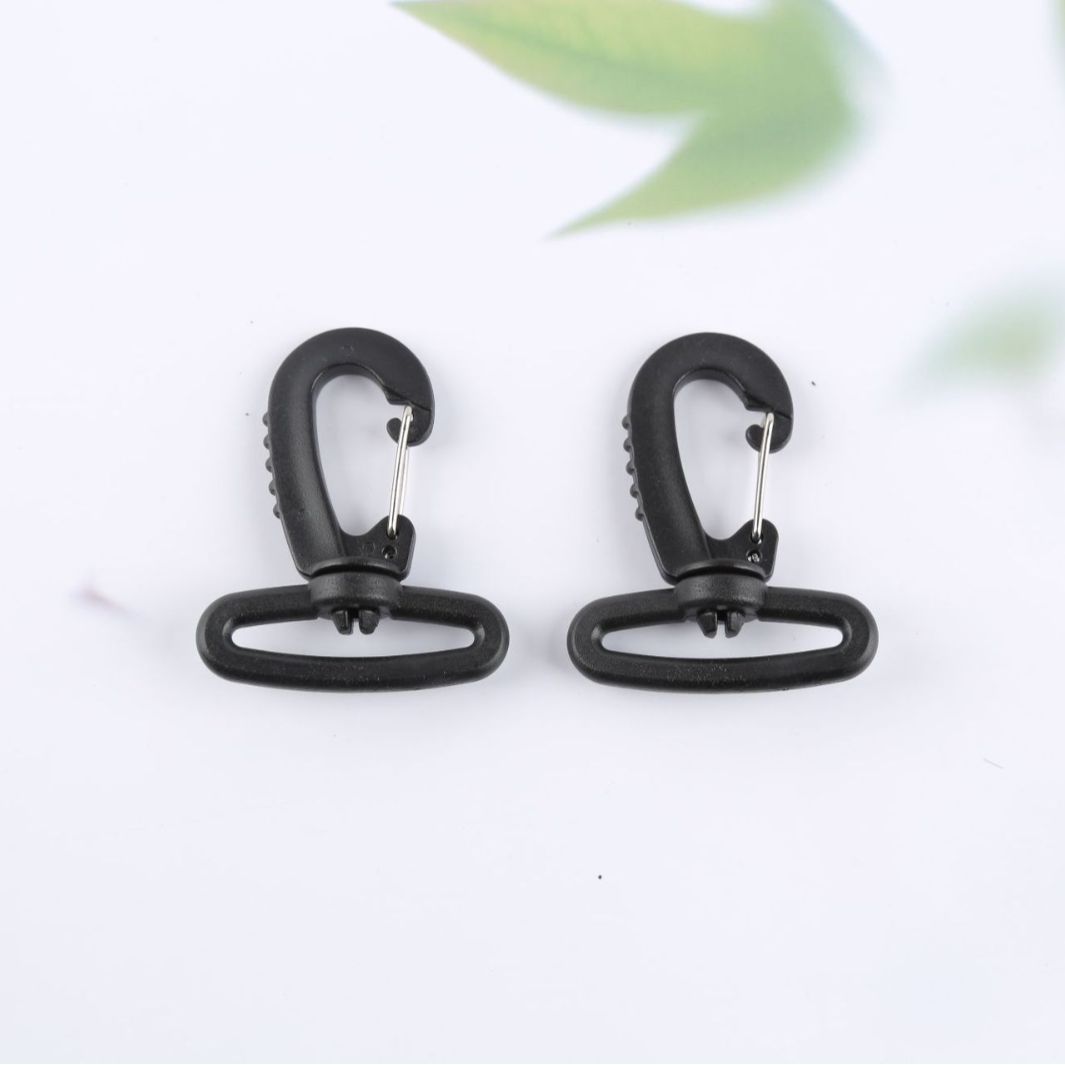 Black plastic shrimp hook bag accessories backpack computer bag hook rotating outdoor waist bag buckle factory wholesale