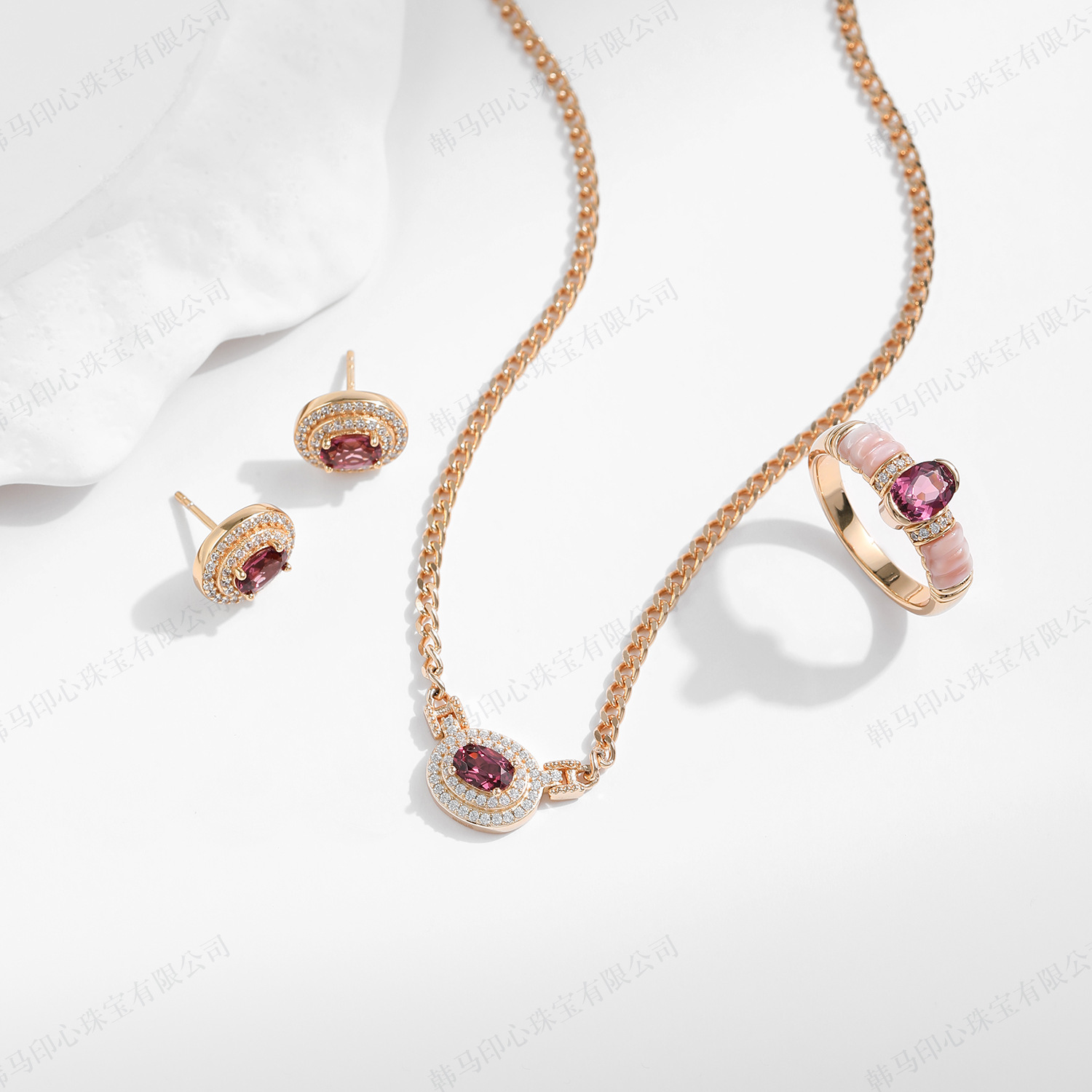 925 silver fashion design sense magnesium aluminum garnet necklace clavicle chain champagne gold tone high fashion sense