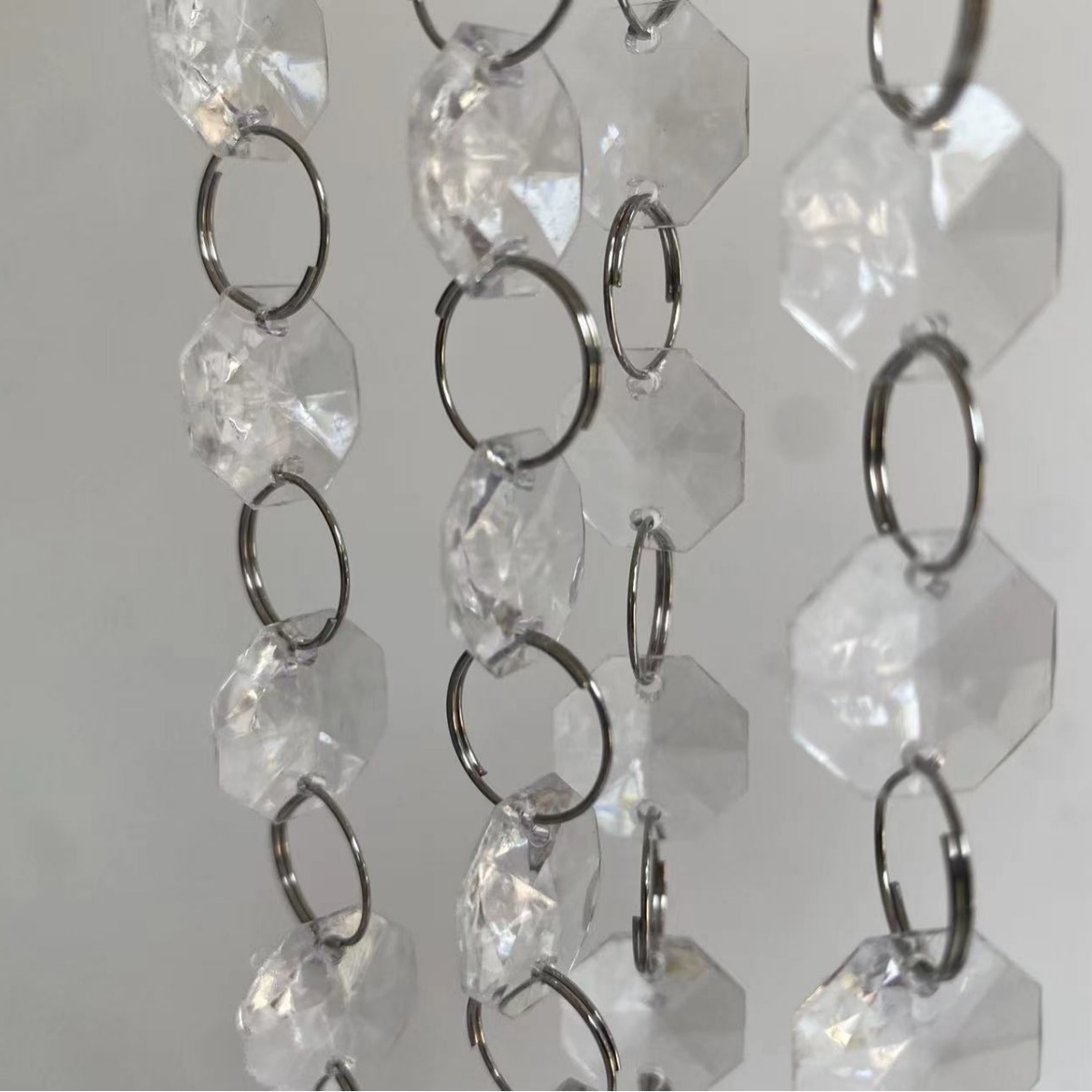 Amazon thin acrylic octagonal bead curtain bead string wedding decoration wedding hall ceiling decoration bead chain