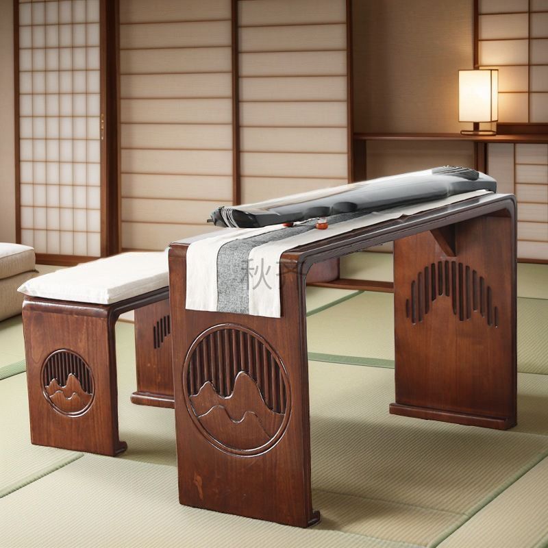 Стол и табурет для гуцина, резонирующий стол для гуцина, антикварный стол из массива дерева для гуджэн, стол и табурет для писания, дзен, китайский стол, стол и стулья для каллиграфии