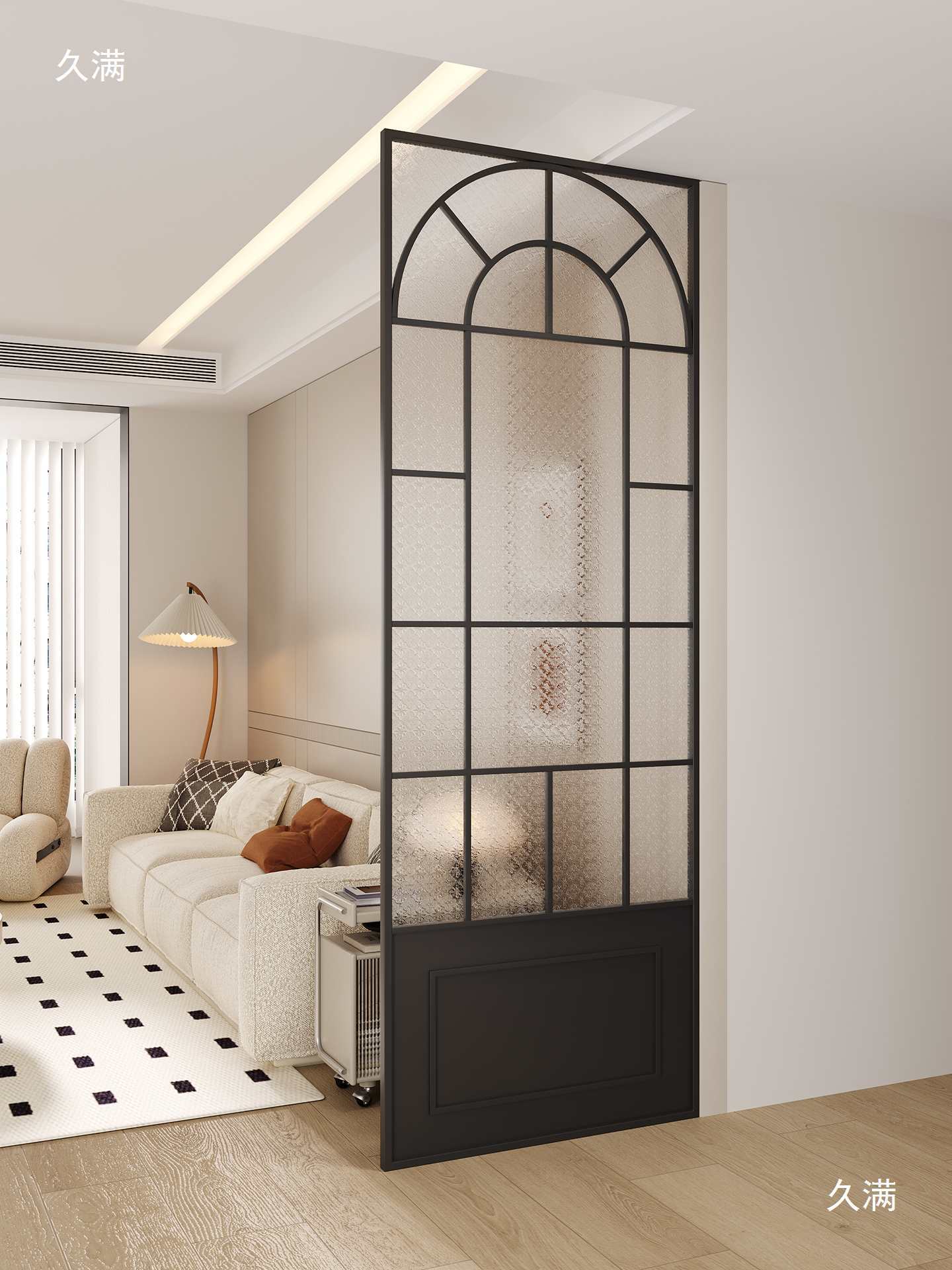 Living Room Glass Partition French Screen Sofa Water Ripple Begonia Flower Metal Iron Art Stainless Steel Entrance Door Cover