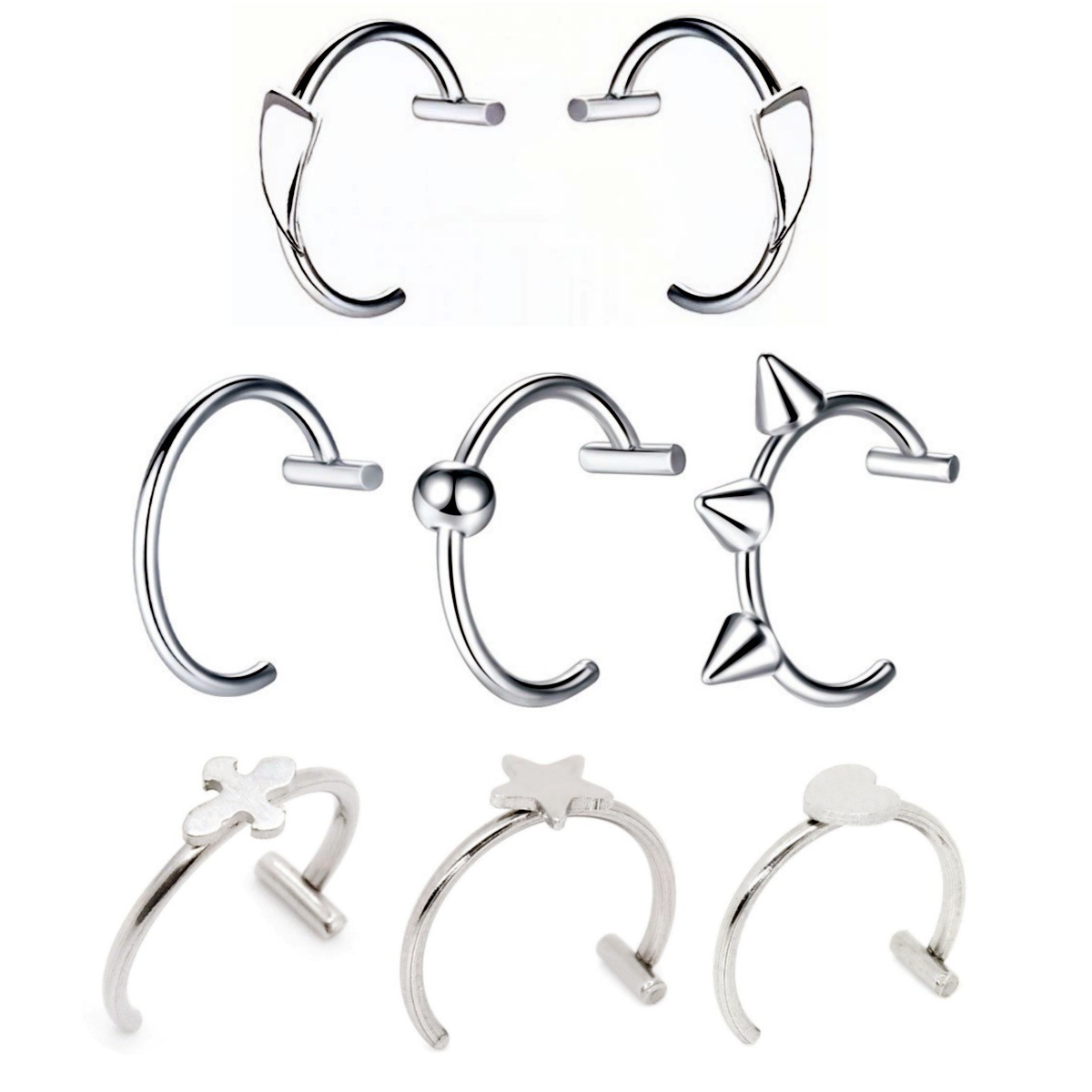 Good News for Those Who Are Afraid of Pain! No-Punch Lip Ring Stainless Steel Punk Style Personalized Lip Clip Hot Girl Street Style Fake Lip Nail Without Holes