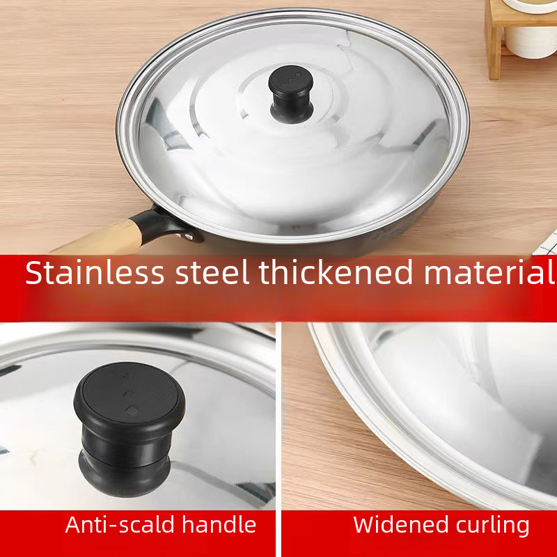 Stainless Steel Pot Lid, Round Lid, Universal Lid, Bowl Lid, Stir-Fry Lid, Small and Large Pot Lids, Household Use with Lid