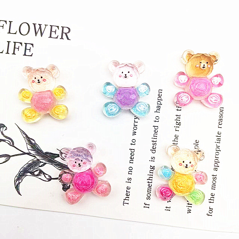 Высокая прозрачная перламутровая граненая мультяшная граффити медведь смолы аксессуары DIY чехол для мобильного телефона пряжка для обуви аксессуары для волос