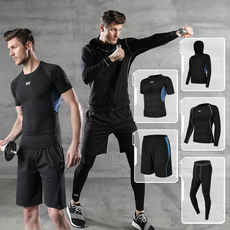 Running Sports Suit Men's Casual Men's Fitness Yoga Clothing Shorts Bodysuit Short-Sleeved Training Sportswear