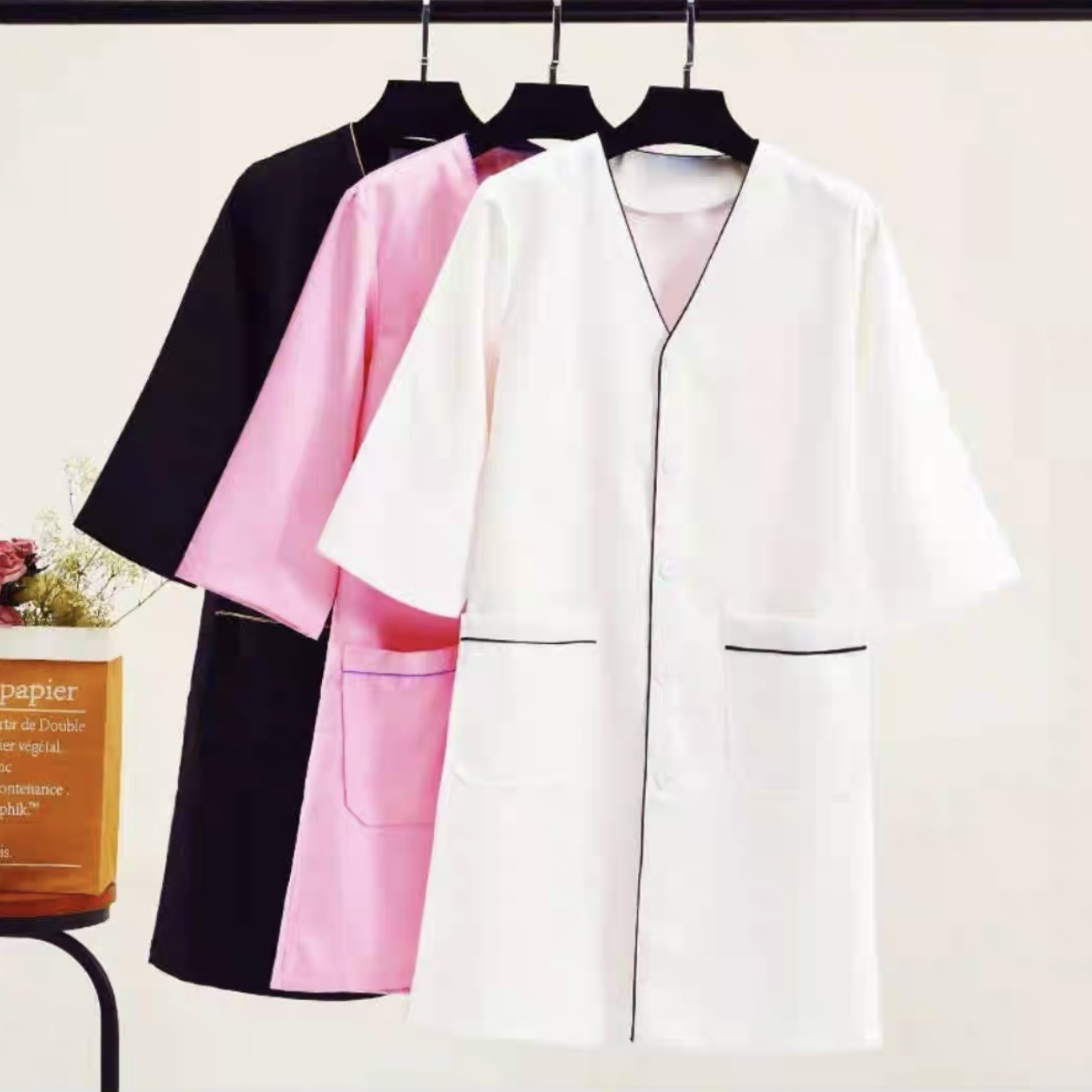 Рабочая одежда для косметолога в салоне красоты, женская, с вышивкой тату, белый халат, уход за кожей, маникюр, управление кожей