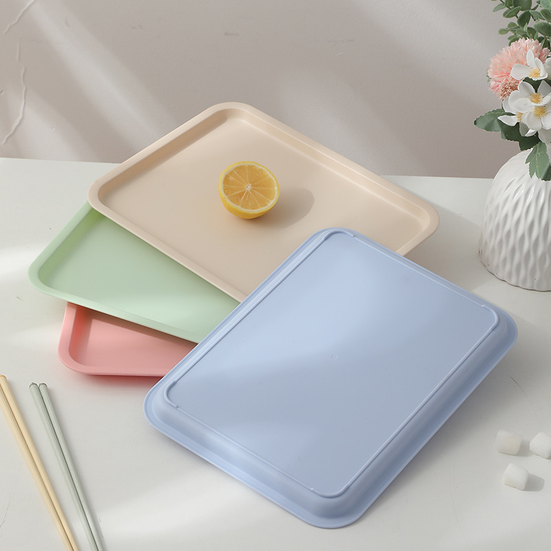 Casual Tray Household Fruit Tray Plastic Dinner Plate Rectangular Kindergarten School Meal Delivery School Canteen Wholesale