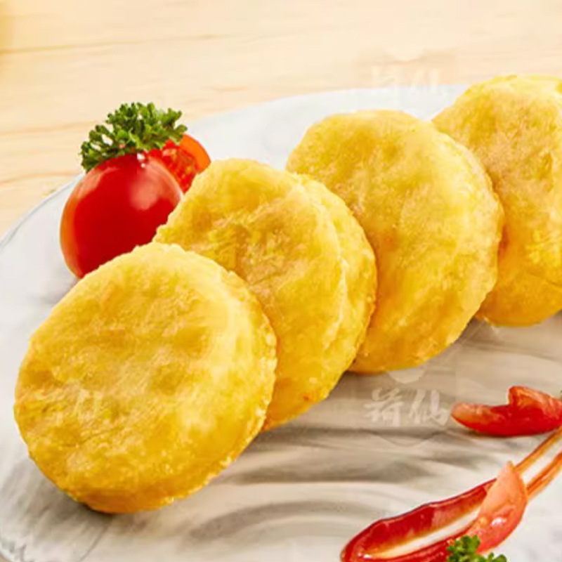 Lotus Root Pastry with Salted Egg Yolk and Cheese 240g, Fried Snack with Crispy Lotus Root, Frozen Semi-Finished Product