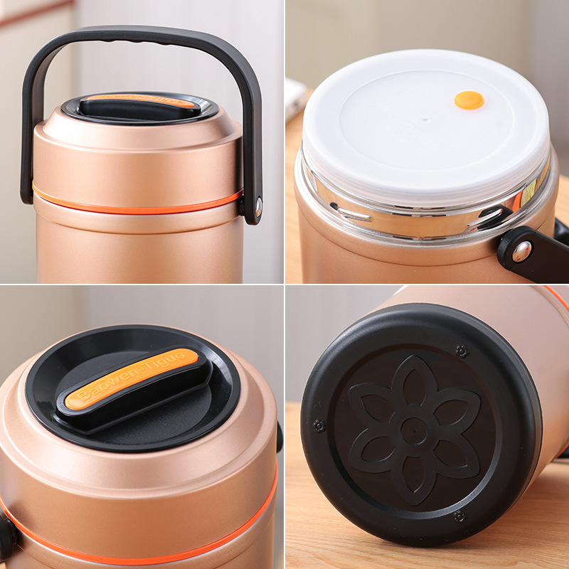 Student Lunch Box Stainless Steel Insulation Lift Barrel Large Capacity Multi-Layer Office Workmen Portable Lift Pot Portable Lunch Box