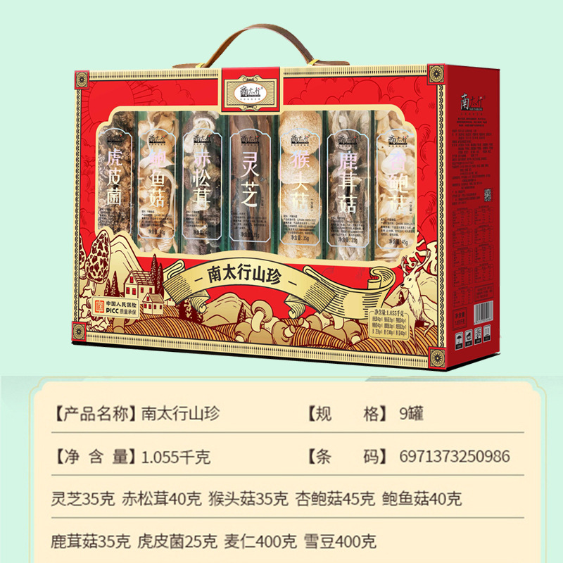 Nantaihang 1055g Nantaihang Mountain Treasures Gift Box Dried Goods Mushroom and Grain Combination Spring Festival New Year Gift Welfare