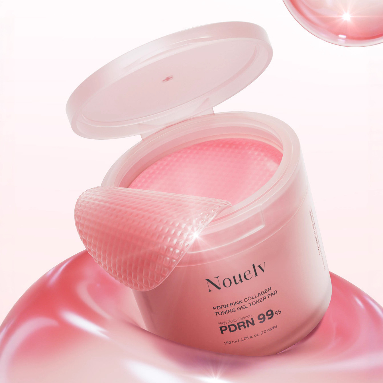 Cross-Border Dna Pdrn Pink Toning Cotton Pads Collagen Frog Fish Collagen Infused Nouelv Wet Compress Cotton Pads