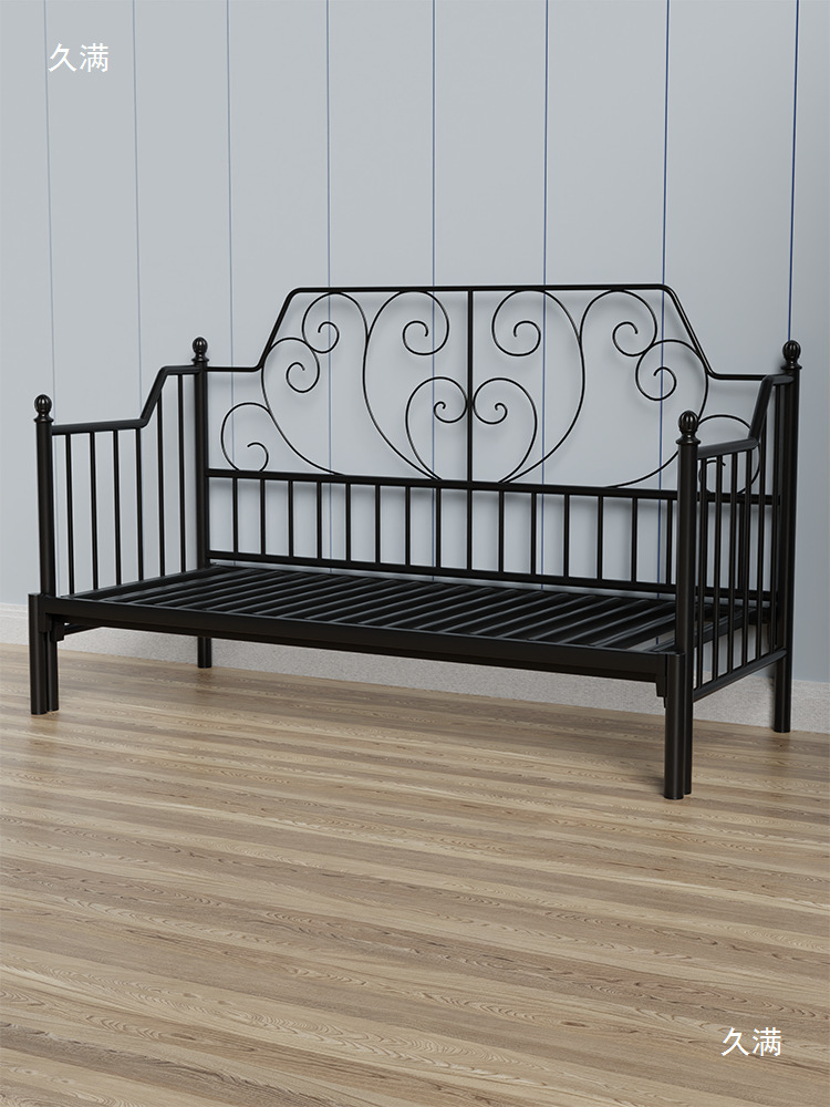 New Adjustable Wrought Iron Sofa Bed, Dual-Purpose Bed, Iron Bed, 1.8m Double Bed, Telescopic Sliding Bed
