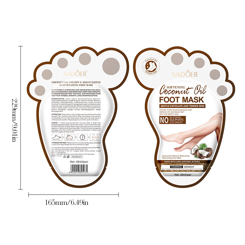 Cross-Border Coconut Oil Vitamin E Foot Mask 40ml Autumn and Winter Skin Rejuvenation Foot Mask Foreign Trade Skin Care Products Wholesale