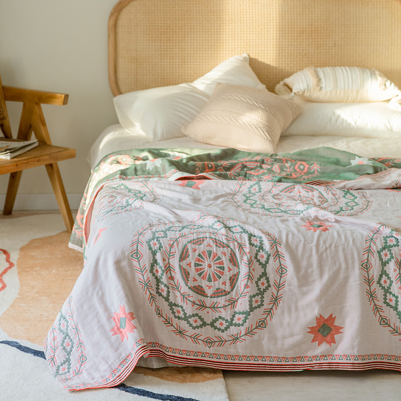 Four-layer Gauze Towel Quilt Summer Cool Quilt Pure Cotton Cotton Thickened Extra Large Air-conditioning Quilt Machine Washable Nap Sofa Cover Blanket