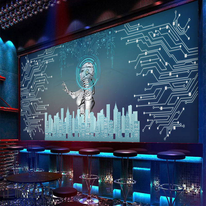 Three-Dimensional Technology Robot Wallpaper Electronic Circuit Board Bar Internet Cafe Mural E-Sports Hall Artificial Intelligence Wallpaper