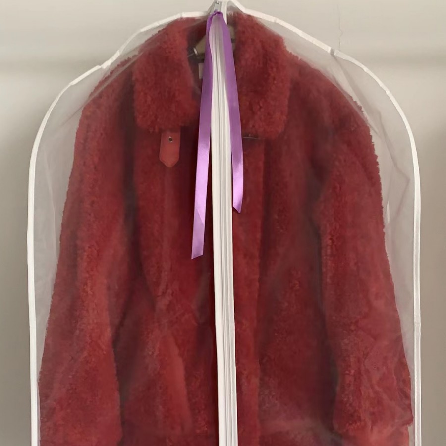 Down jacket fur three-dimensional clothes dust cover household hanging dust bag coat cover transparent clothes storage bag