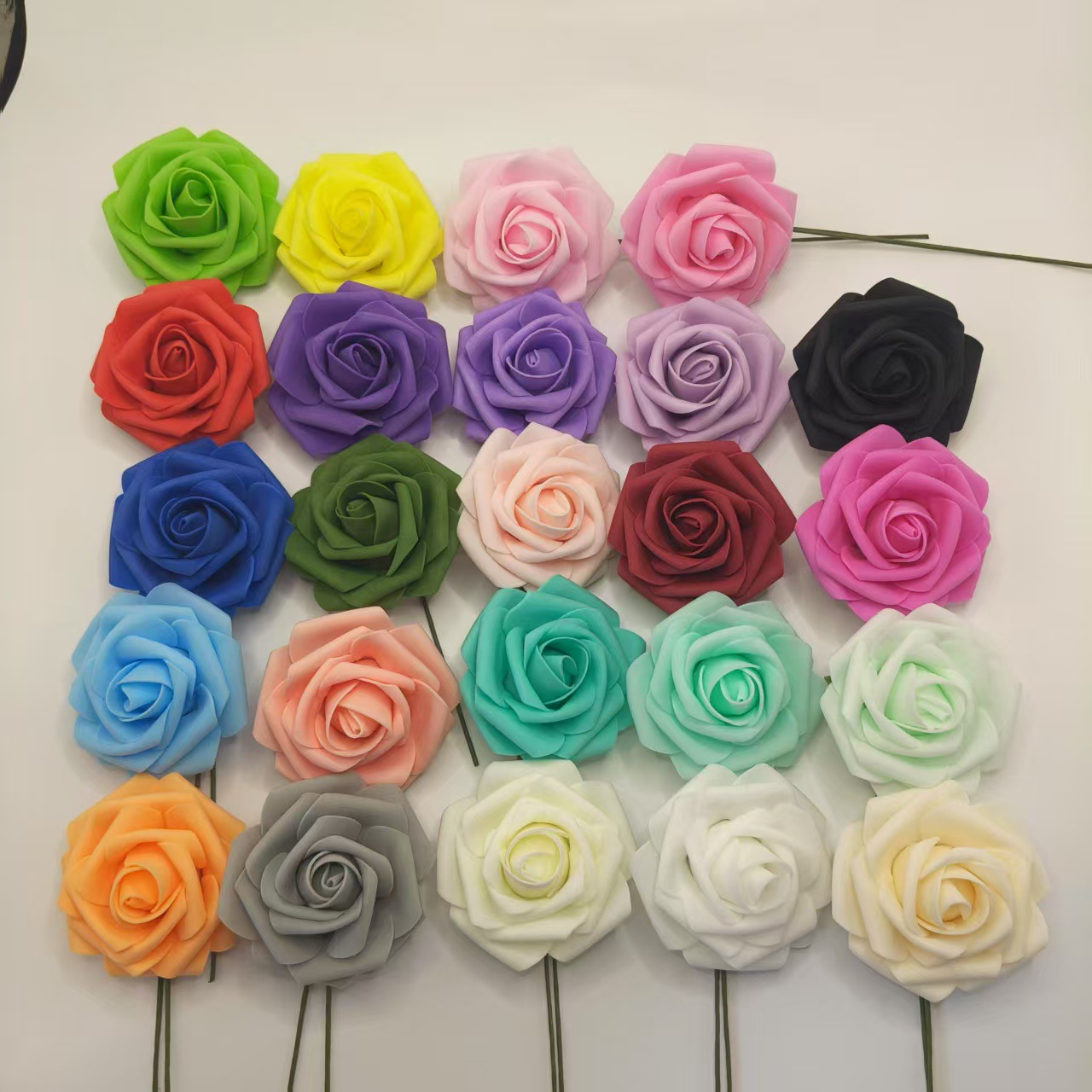 Manufacturer Wholesale 8cm Foam Artificial Rose Wedding Decoration Bouquet Wrist Flower with Pole DIY Handmade