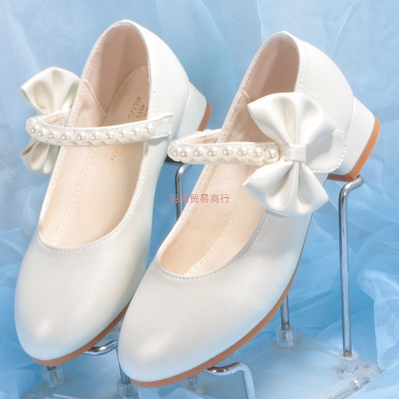 Белые кожаные туфли для девочек принцесса туфли для учеников начальной школы для выступлений мягкая подошва весна и осень детские высокие туфли для женщин