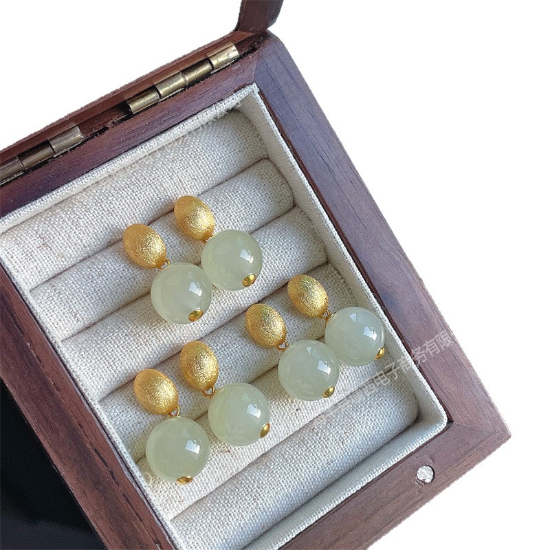 Wholesale Natural Hetian Jade Women's Earrings High Quality Translucent Qinghai Material Clear Water Earrings Jade Earrings Ear Hooks