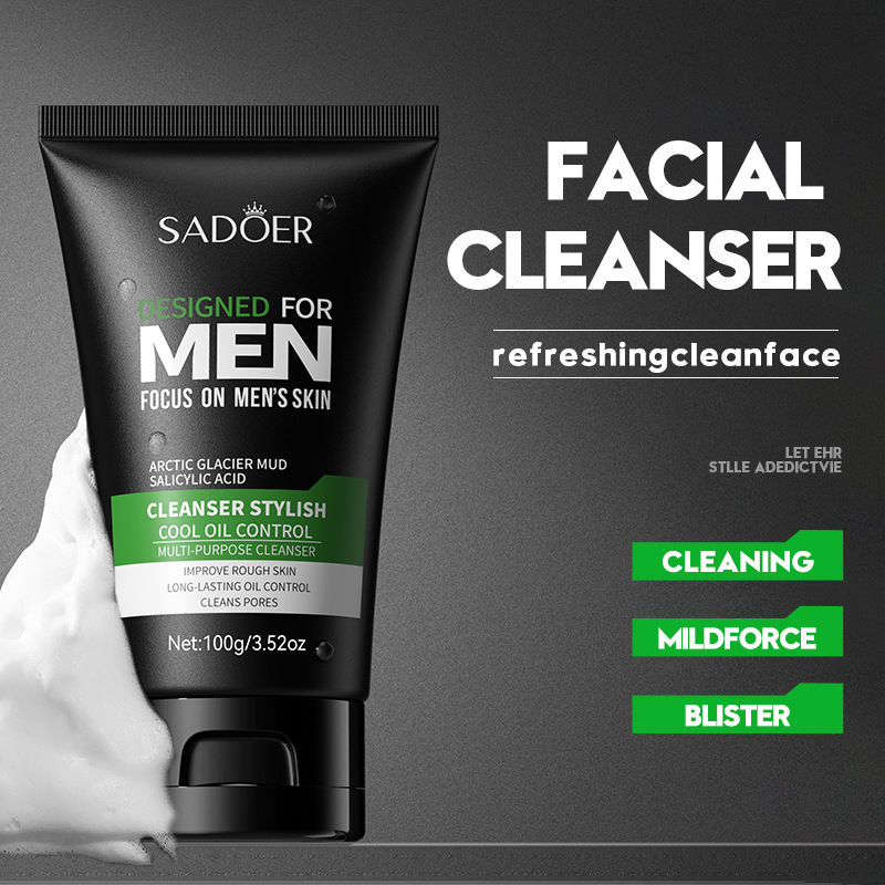 Full English Men's Facial Cleanser 100g Cool Men's Cleansing Facial Cleanser Cross-Border Foreign Trade Wholesale